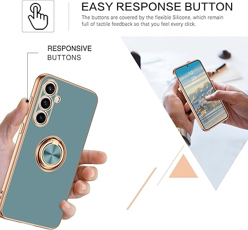 Miniatura 6 de DUEDUE Funda para Samsung Galaxy S23 FE con soporte de anillo, rotación de 360 grados, dedo magnético para automóvil, funda delgada suave a prueba