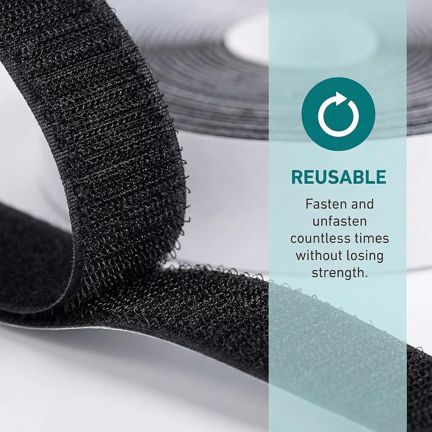 Hook and Loop Tape, 5M Self-Adhesive Fastening Strip, 20mm Wide Double Sided Heavy Duty Sticky Back Tape for Home, Office and Crafts