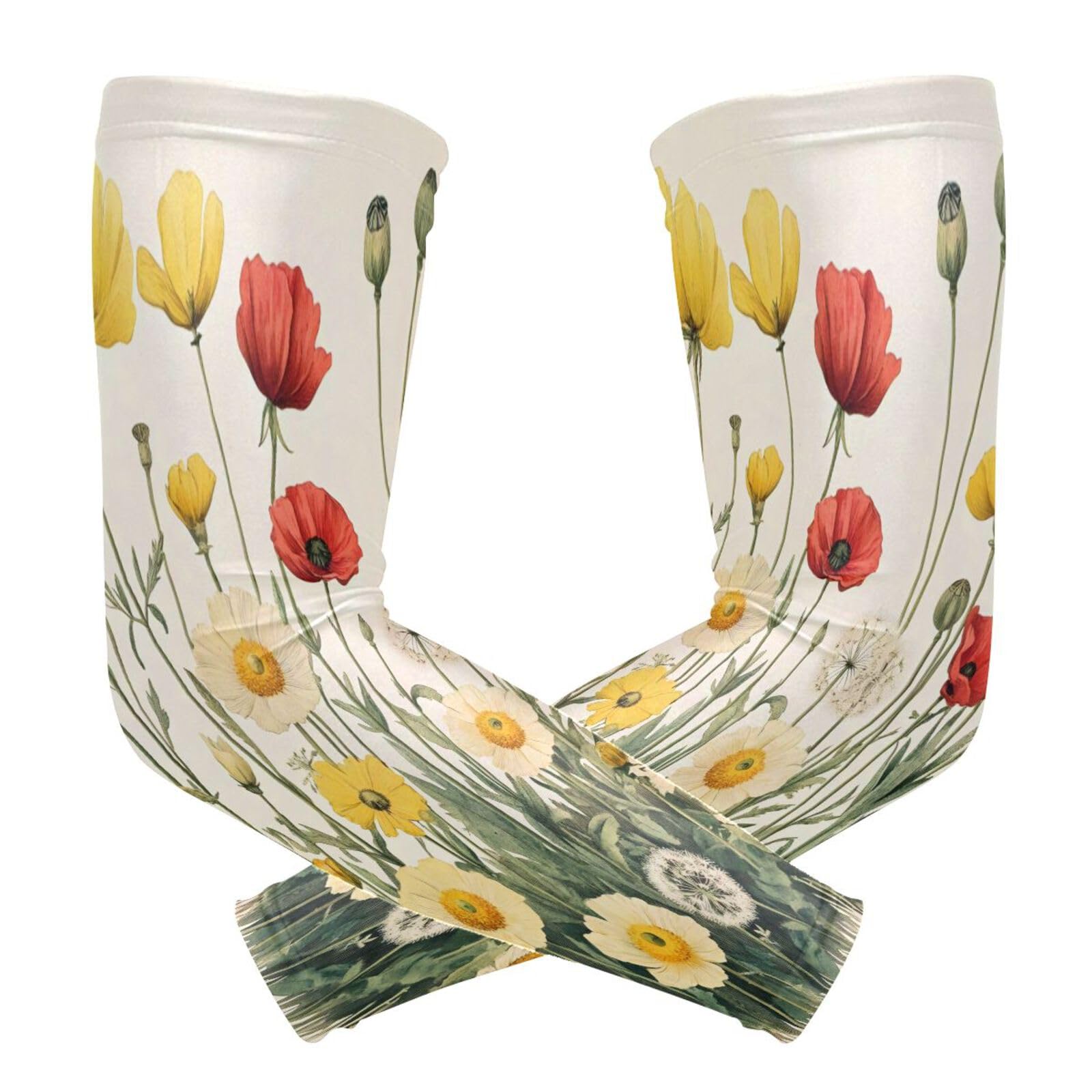 Kigai Wildflowers UV Sun Protection Arm Sleeves for Men Women Cooling Compression Sports Arm Sleeves Tattoo Cover Up