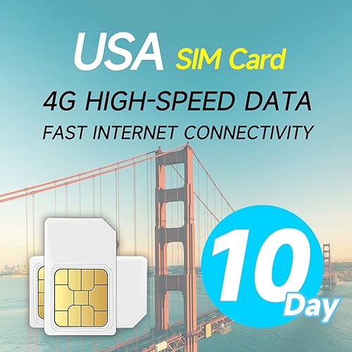 Tarjeta SIM de AT&T USA 10 días de datos ilimitados Datos 4G LTE para Estados Unidos para iPhone, iPad, teléfonos Android y tabletas desbloqueados,