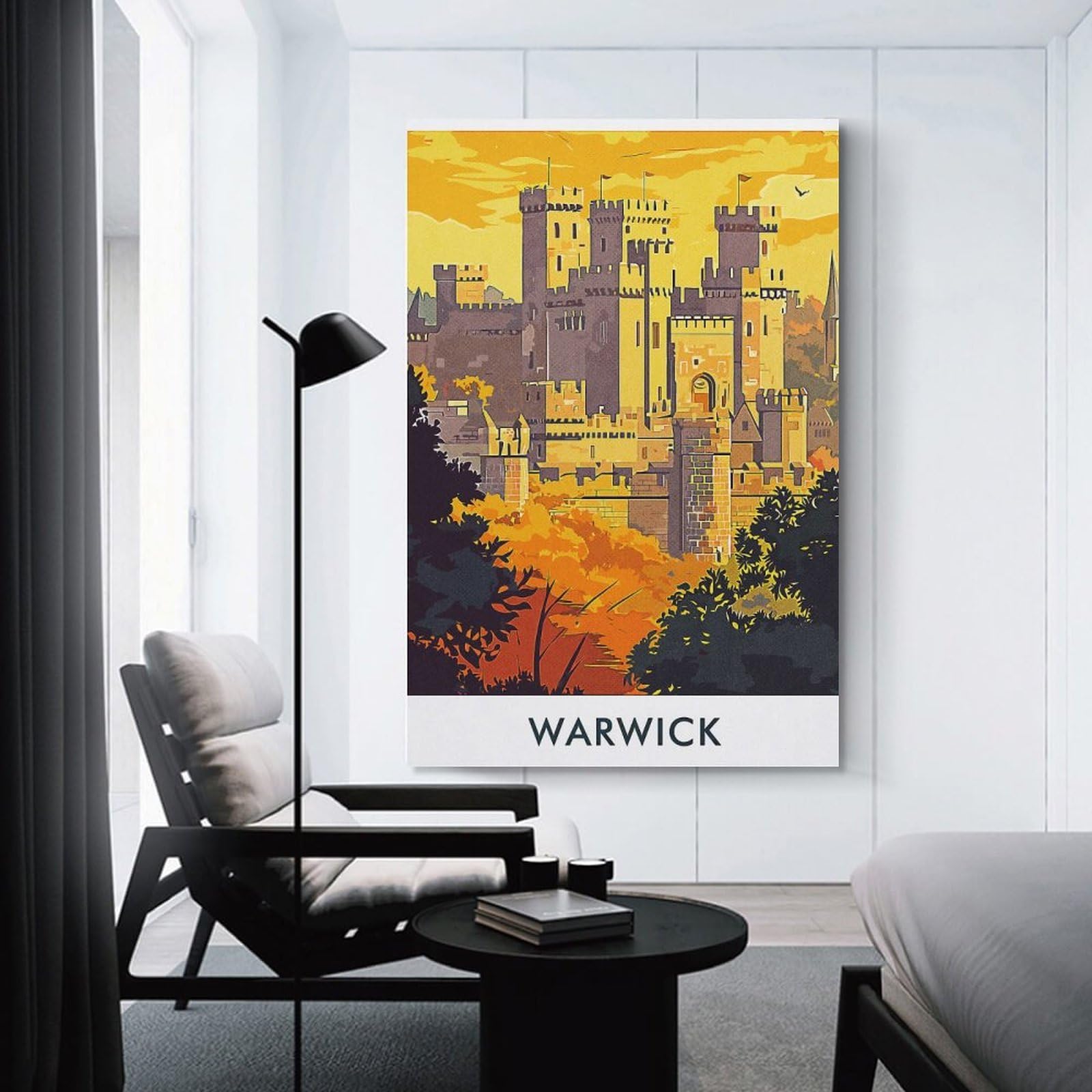 Junmoney Unframe-Style-13 Warwick Castle Vintage Canvas Wall Picture, 24X36inch(60X90cm), For Wall Displays, Bedrooms Or Room Updates, Wall Decor Suited To Curated Displays