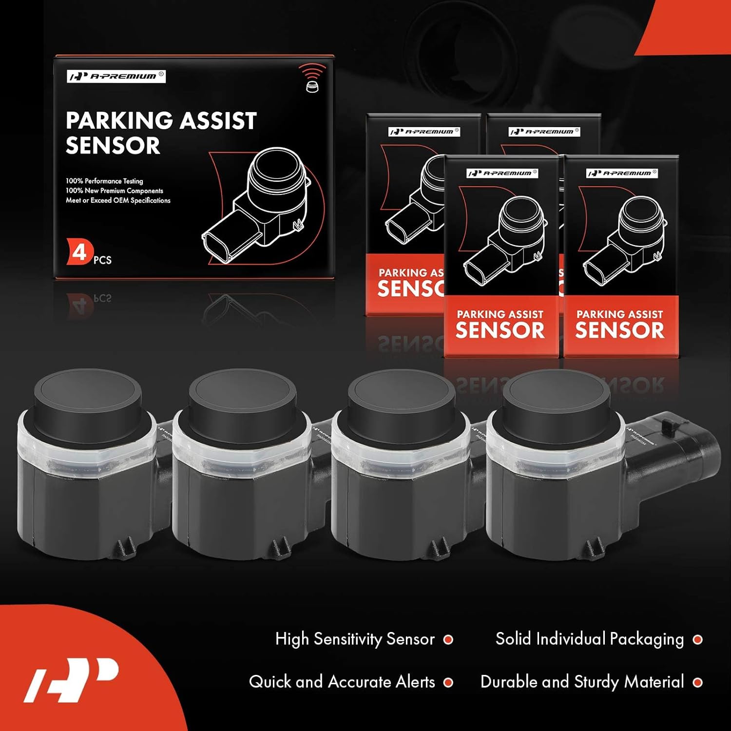 A-Premium 4-PC Rear Reverse Backup Parking Assist Sensor Compatible with Ford Models - Escape 2013-2016, Transit, Transit-150, Transit-250, Transit-350, Transit-350 HD, 2015-2017, Transit Custom 2017