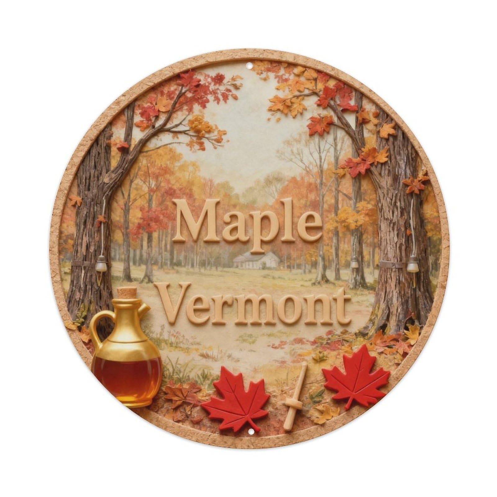 Maple Vermont Metal Tin Sign Plaque