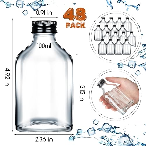 Miniatura 2 de Patelai 48 botellas de vidrio transparente con tapas, mini botellas de vidrio, botellas de licor, botellas vacías de alcohol, recipiente pequeño de