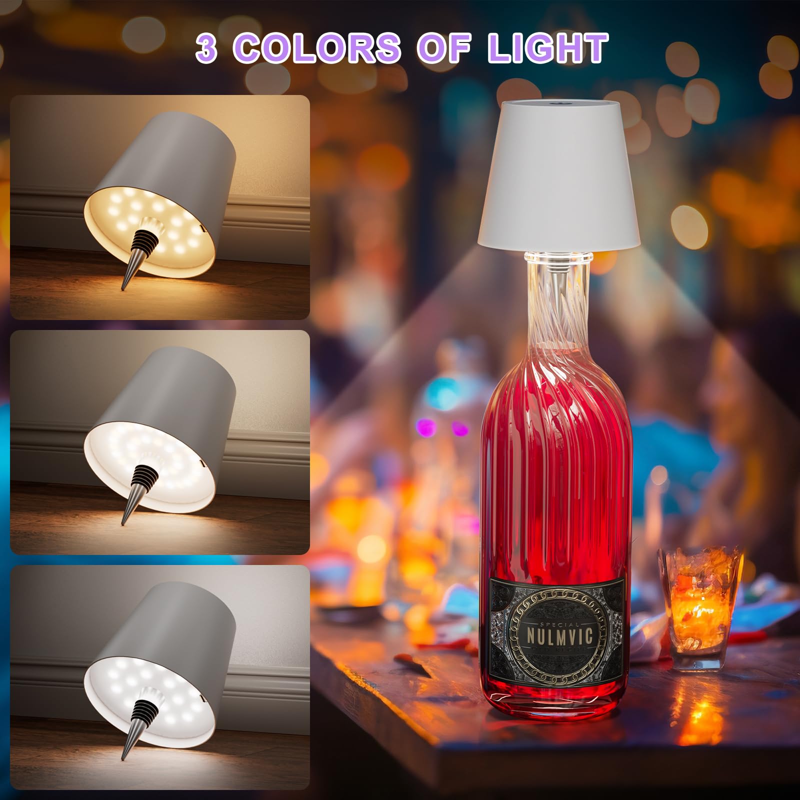 WOKWOYIO Wireless Bottle Lamp, Wireless Lamps Rechargable - Image 3