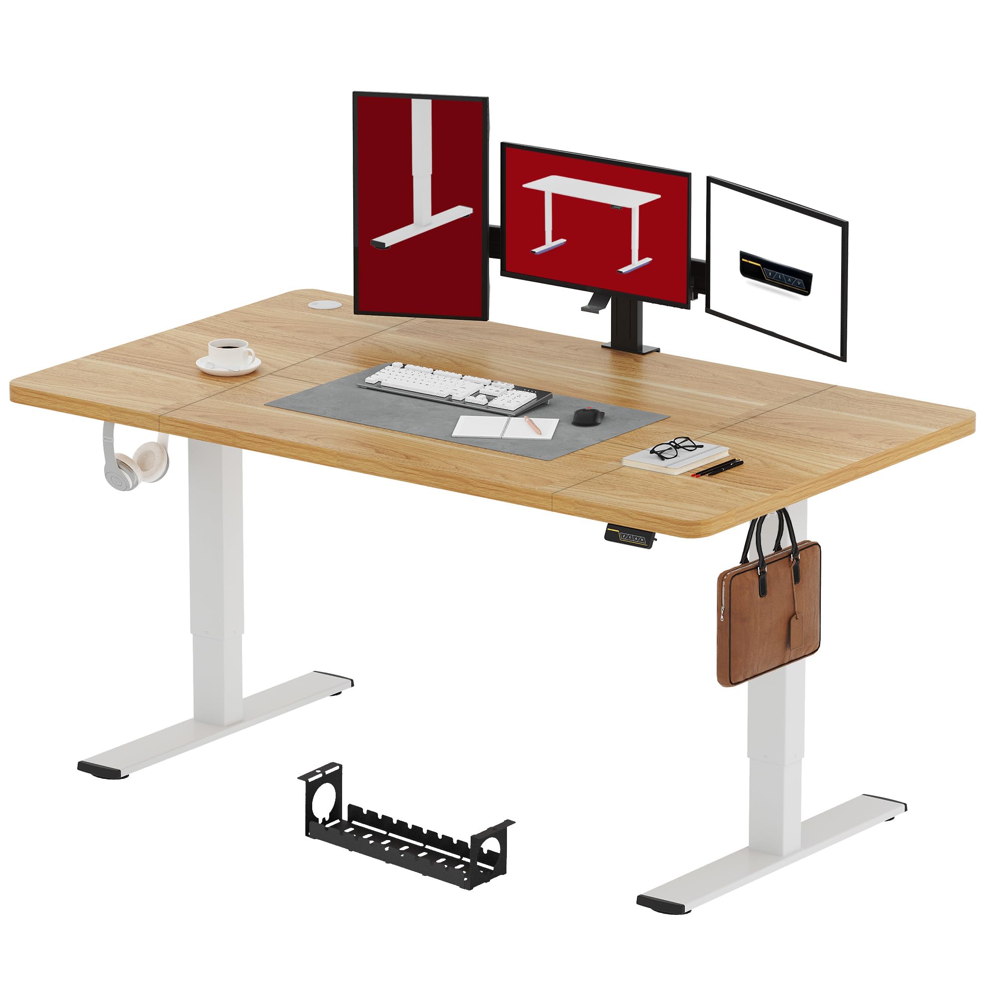 SANODESK Electric Standing Desk, Maple 180x80cm
