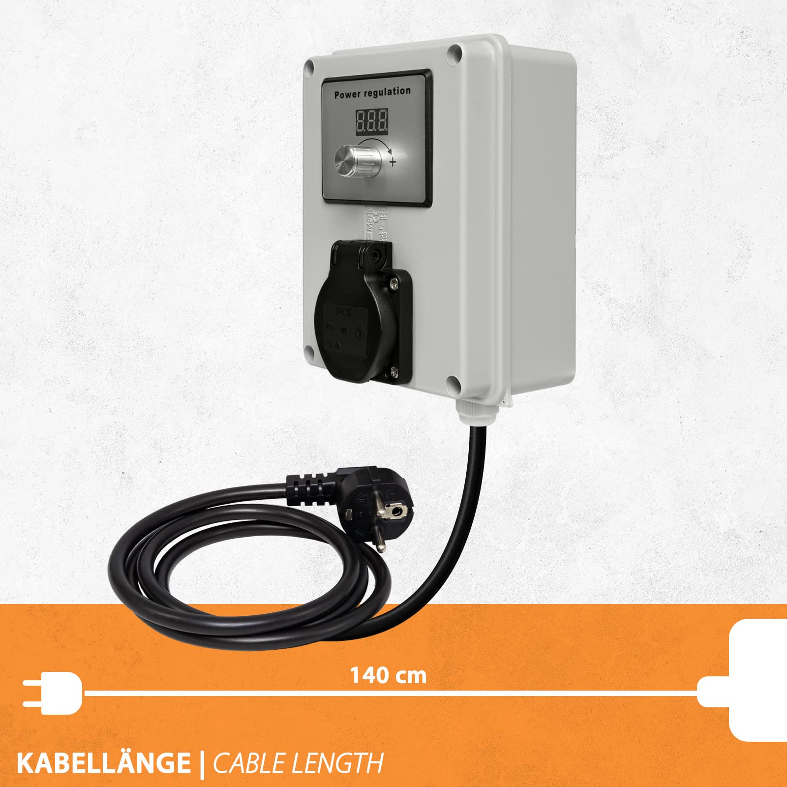 3500 Watt Dimmer Leistungsregler Drehzahlregler 0-100% LCD-Display IP41 - Spannungsregler 230V für Lüfter, Bohrmaschine, Trafo, Kappsäge, Motor