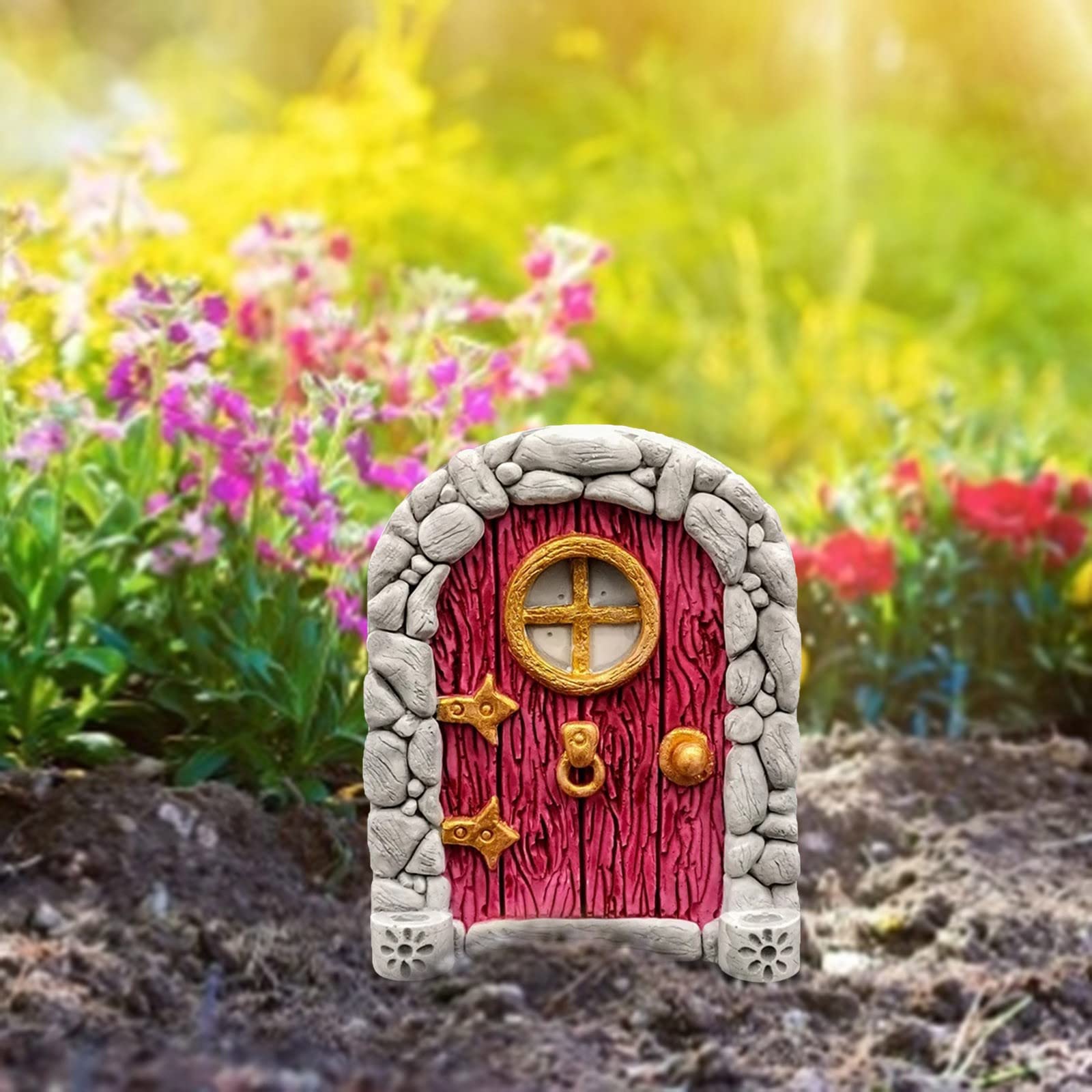 Rosa Feentür Für Garten - Miniatur Dekoration Für Bäume, Wetterfest - Magische Gartendeko Für Draußen