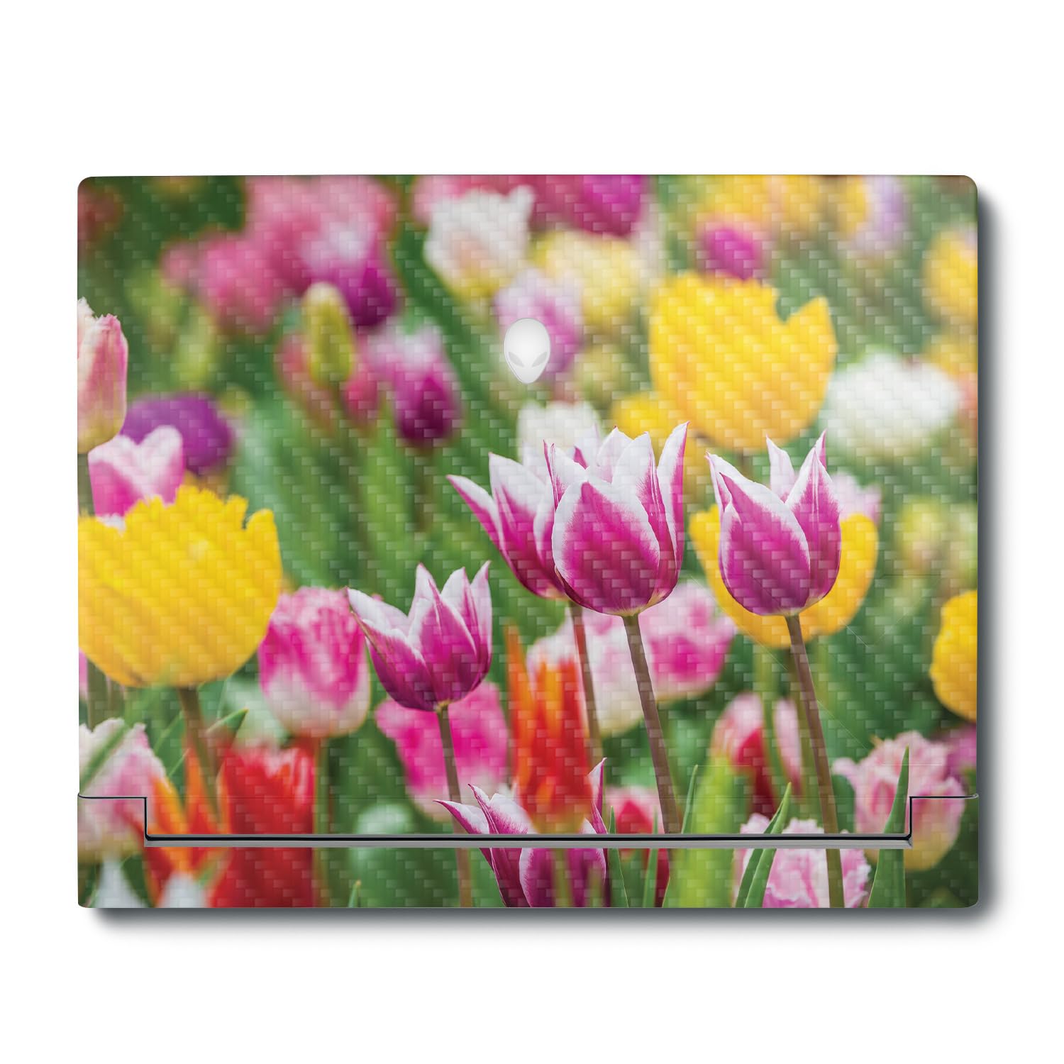 MightySkins Carbon Fiber Skin Compatible with Alienware X16 R1 (2023) Full Wrap Kit - Field of Tulips | Protective, Durable Textured Carbon Fiber Finish | Easy to Apply | Made in The USA