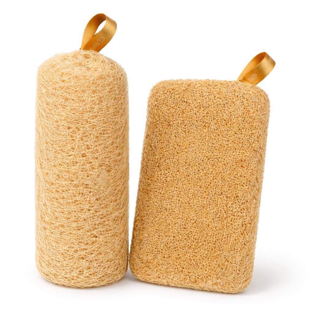 Blessberries Natural Loofah Scrubber for Bath | 100% Organic Luffa Sponge | Body Exfoliator & Dead Skin Remover | Eco-Friendly Shower Loofah for Men & Women | Bath Sponge Pack of 2 (Rectangular Cylindrical)-image-43