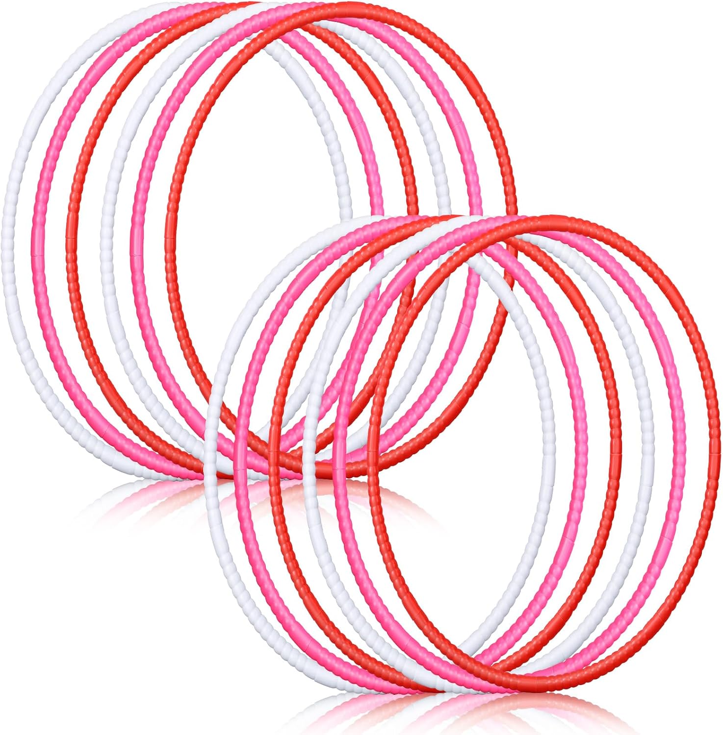 Sratte 12 Pcs Toy Hoop for Kid Detachable Adjustable Toy Hoop Colored Exercise Ring Plastic Circle for Kid Teen Gymnastics Equipment Require Self Assembly, 24 Inch (Black, Gold, Silver)