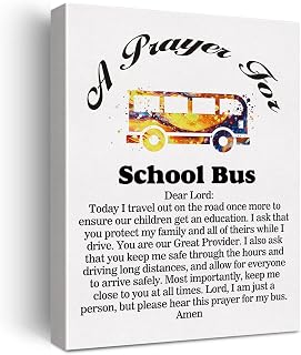 LEXSIVO a School Bus's Prayer Canvas Home Wall Art Decor School Bus Drivers Gift Painting 12x15 Poster Framed Ready to Hang