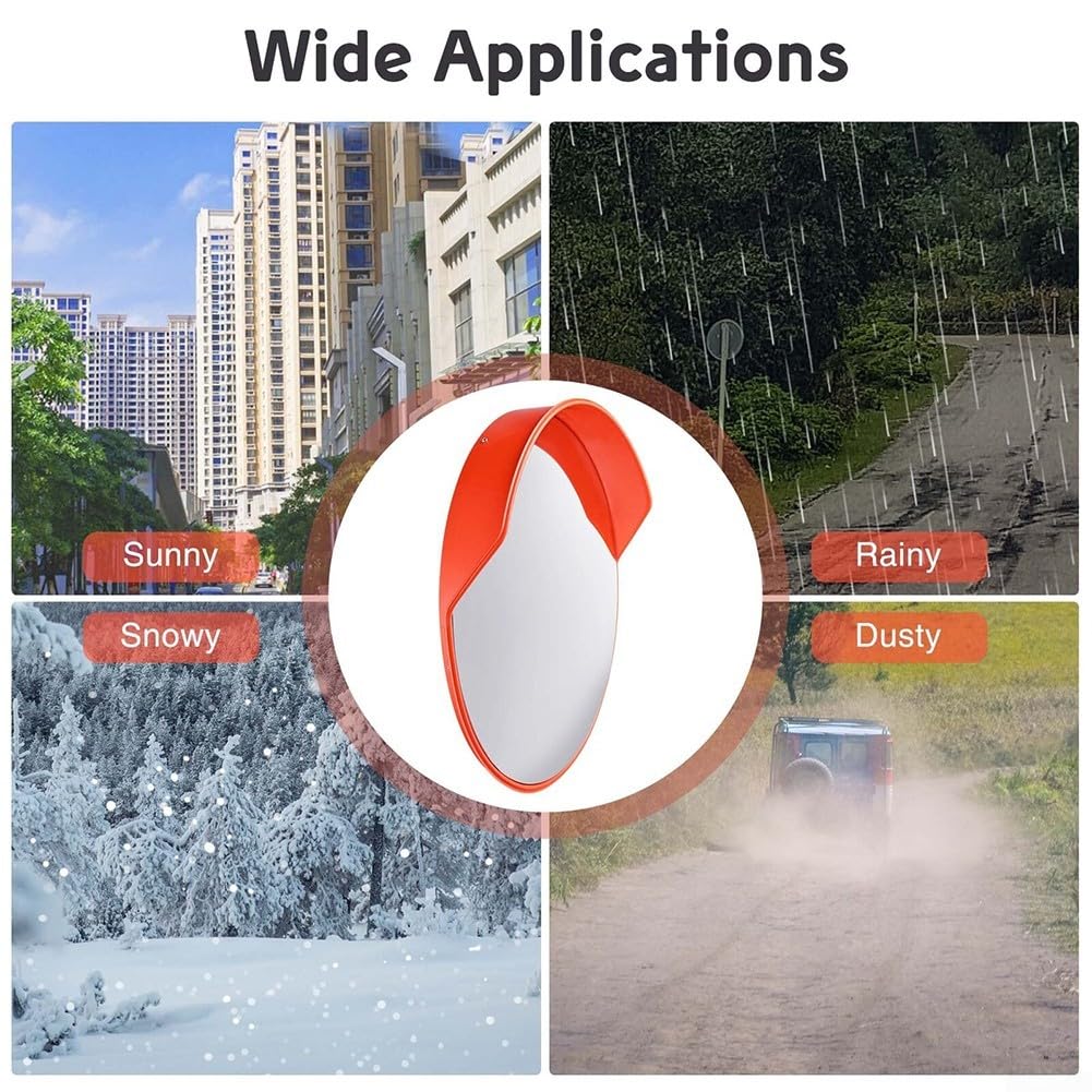 Traffic Convex PC Mirror,18 Inch Wide Angle Blind Spot Safety Mirror for Road Corner Parking Garage Driveway Warehouse Store