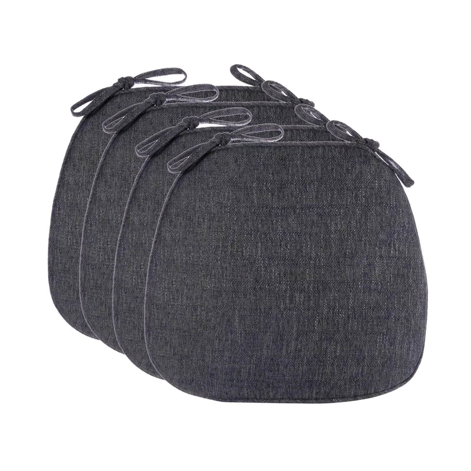 Yadlan Chair Cushions for Dining Chairs 4 Pack with Ties, Dining Room Chair Cushions Set of 4, Seat Cushions for Kitchen Chairs Non Slip, Colorful Chair Pads with Non Skid Bottom Dark Grey