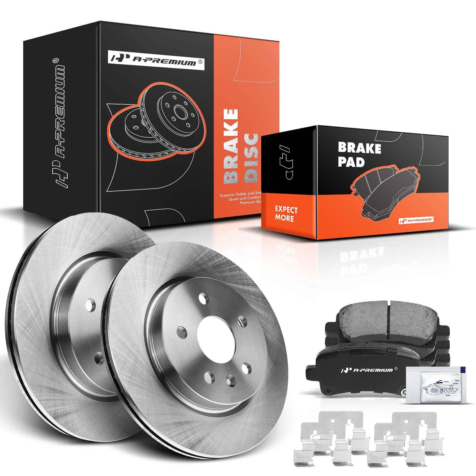 Photo 1 of A-Premium 12.4 inch (315mm) Rear Vented Disc Brake Rotors + Ceramic Pads kit Compatible with Select Chevy, Buick, Cadillac & Saab Models - Malibu (Limited), Impala, LaCrosse, Regal, XTS, Allure, 9-5