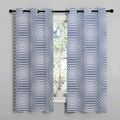 Cortinas De Cocina Modernas Color Claro Geometría Celosía Linea Moderna Cortina opaca para puerta, manta acústica 63 pulgadas de ancho por 80