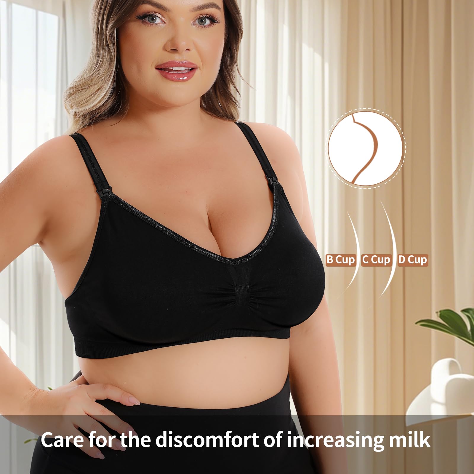3 Piezas Sujetadores de Lactancia para Mujer, Sujetador de Maternidad Sin Costuras Sin Aros Maternity Nursing Bra con Extensiones y Almohadillas