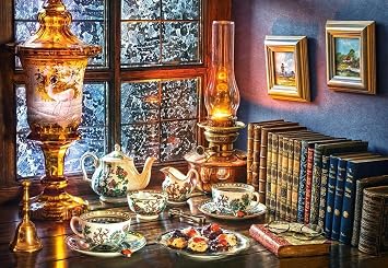 CASTORLAND 1000 Piece Jigsaw Puzzle, Afternoon Tea, Classic Interior, Old Fashioned Furniture, Oil lamp, Beautiful vase, Adult Puzzle, Castorland C-104116-2