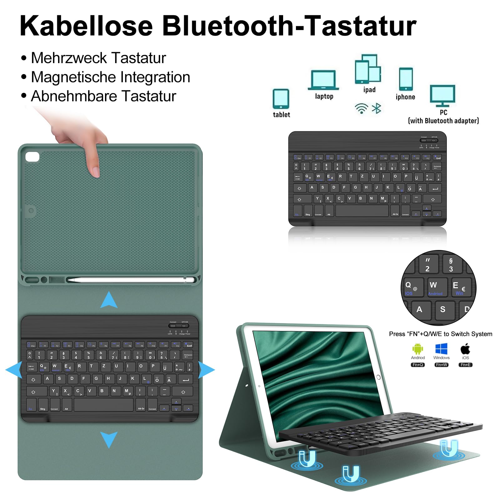 Étui Clavier pour iPad Air 4e génération (2020, 10,9) et Support de