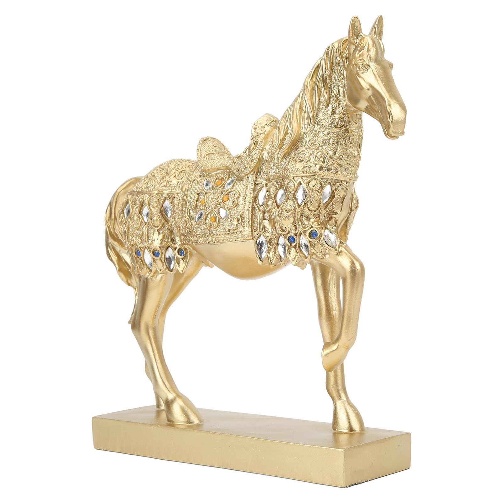 Figurine de cheval doré cadeau élégant pour pendaison de crémaillère et bureau