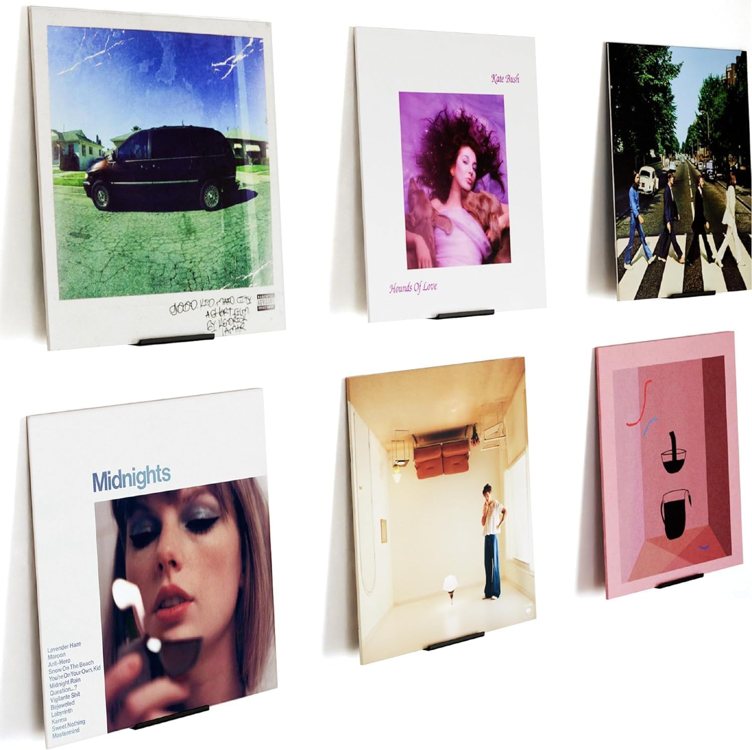 Vinyl Record Display Shelf - Set of 6 Wall Mounted Holders for Floating Record Display