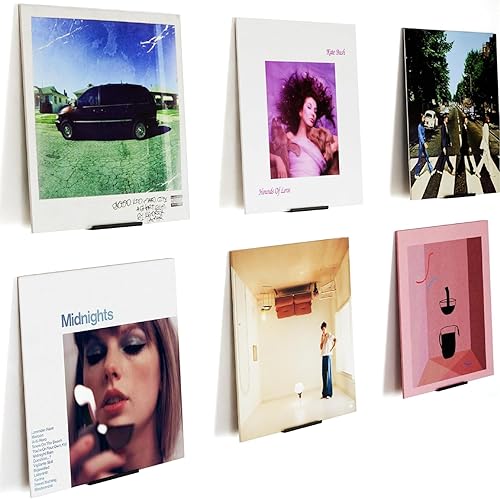 Vinyl Record Display Shelf - Set of 6 Wall Mounted Holders for Floating Record Display