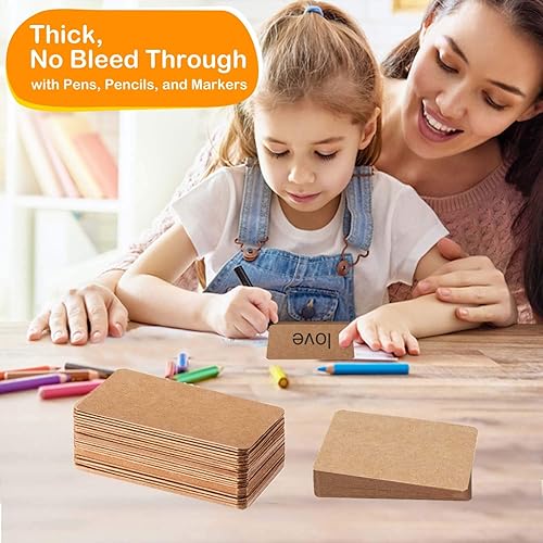 Miniatura 4 de Primbeeks 300 tarjetas de papel kraft en blanco de alta calidad, tarjeta de palabras disponible de doble cara, tarjetas de visita de 3.5 x 2.2