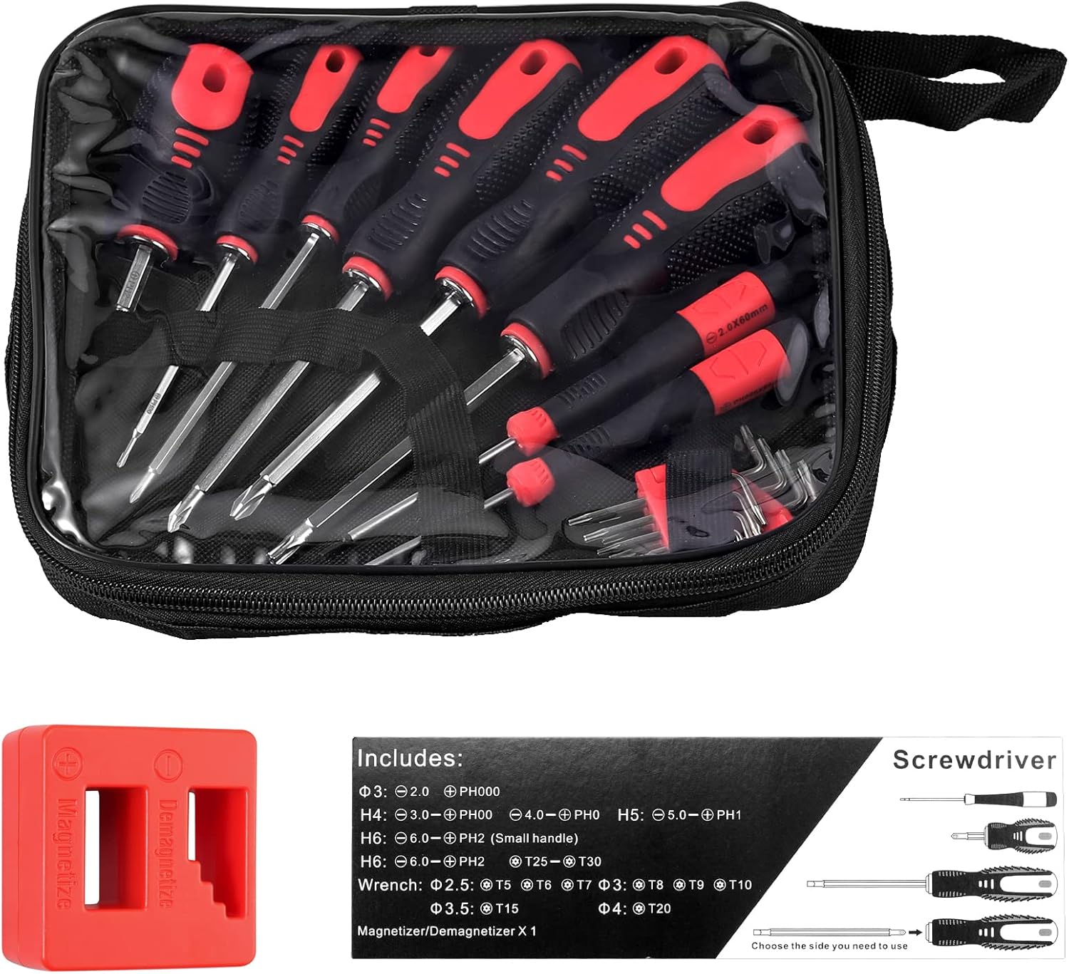 JiGiU 8-Piece Magnetic Screwdriver Set 2 in 1 Dual Purpose Screwdrivers Removable Magnetic Phillips Screwdriver and Flat Head Screwdriver Tool Kit with 8 Hex Keys for Home Repair, Improvement, Craft 8 71mJ yfm54L. AC SL1500