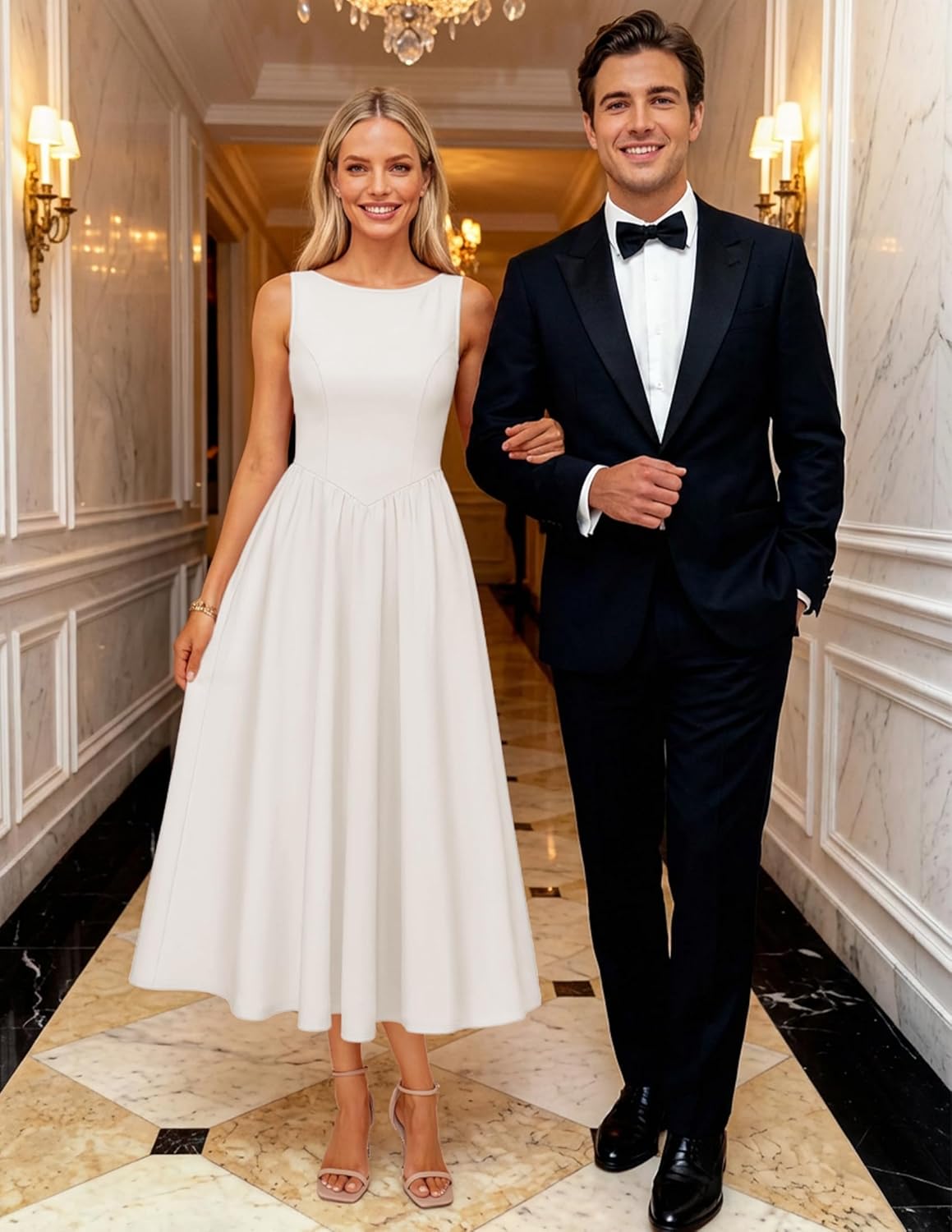 ZESICA Women's Summer Elegant Sleeveless Midi Dresses 2026 Wedding Guest Cocktail Party Crewnenck Flowy A Line Long Dress - Image 3