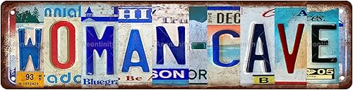 WOMAN CAVE - Letrero de metal vintage, letrero de calle, decoración del hogar, decoración de habitación, decoración de pared, decoración de baño,
