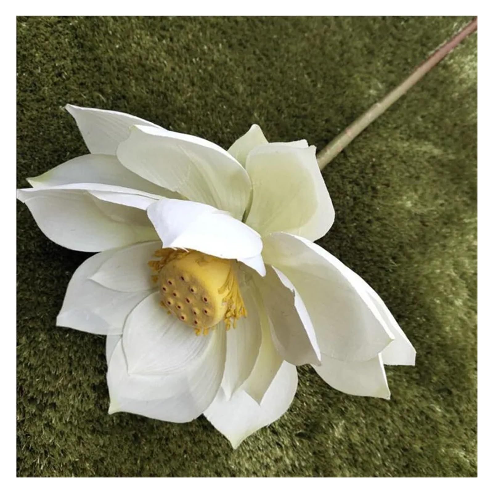 Artificial Lotus Flower, 4PC Artificial Stem Lotus Flower Bud Leaf Fruit(White)