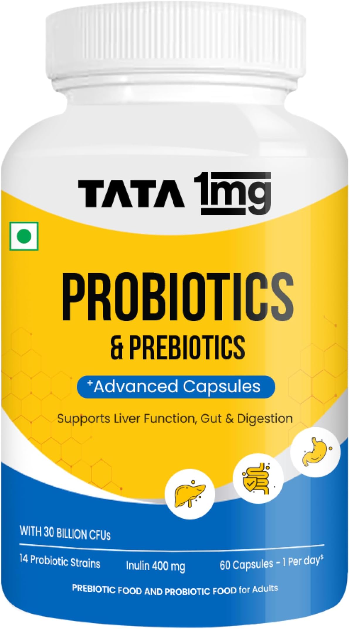 Probiotics 30 Billion CFUs+ Capsules with Prebiotic Fiber- 60 Count | Gut Health & Digestion Support Supplement | For Men & Women