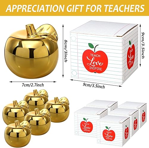 Miniatura 2 de Outus 1 pieza de manzanas doradas, regalos para profesores, regalos de agradecimiento de cerámica, premio de manzana dorada para mujeres y hombres,
