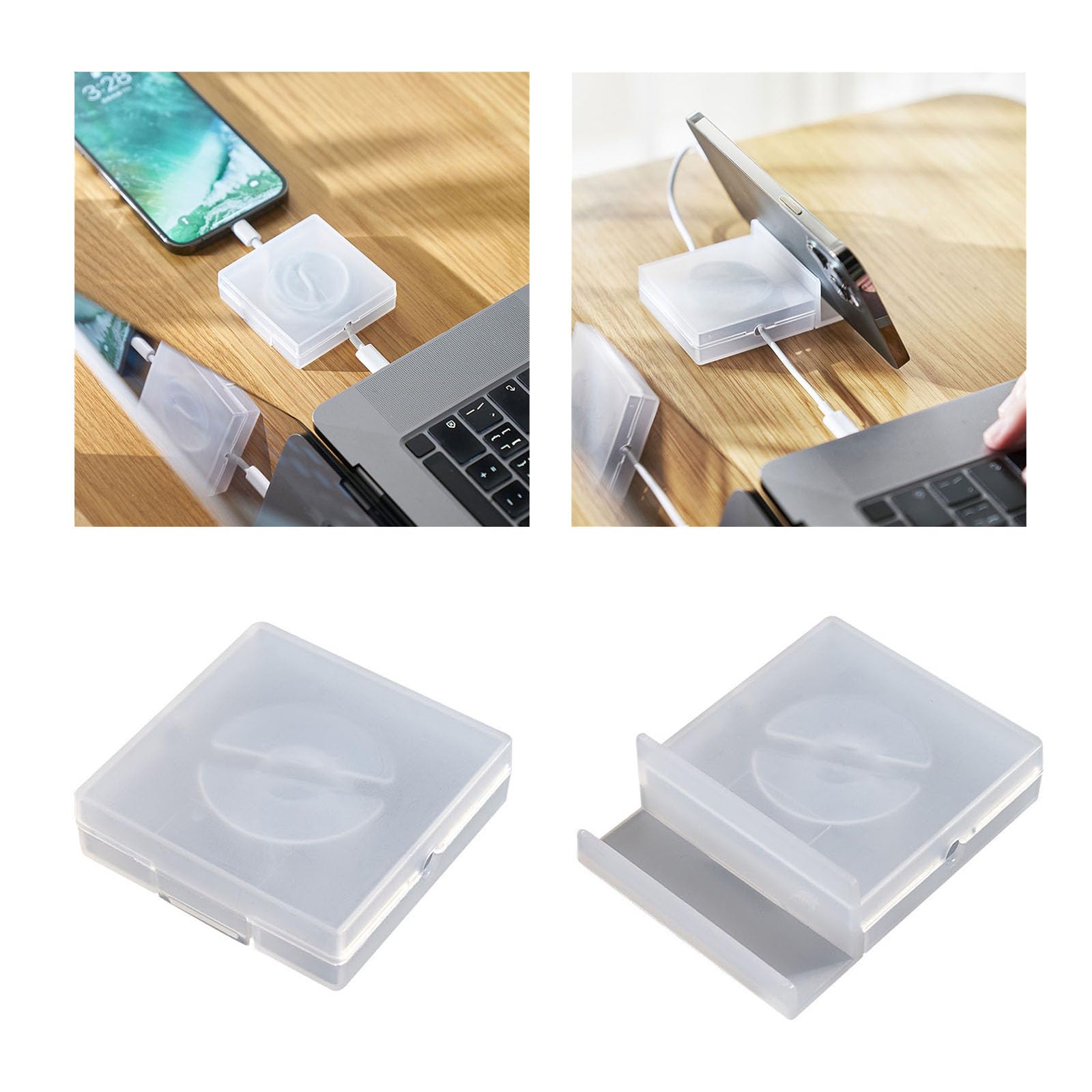 5Pcs Retractable Cable Management Box for Neat Organization Rotating Charging Cords Organizers Case Winder Phone Holder