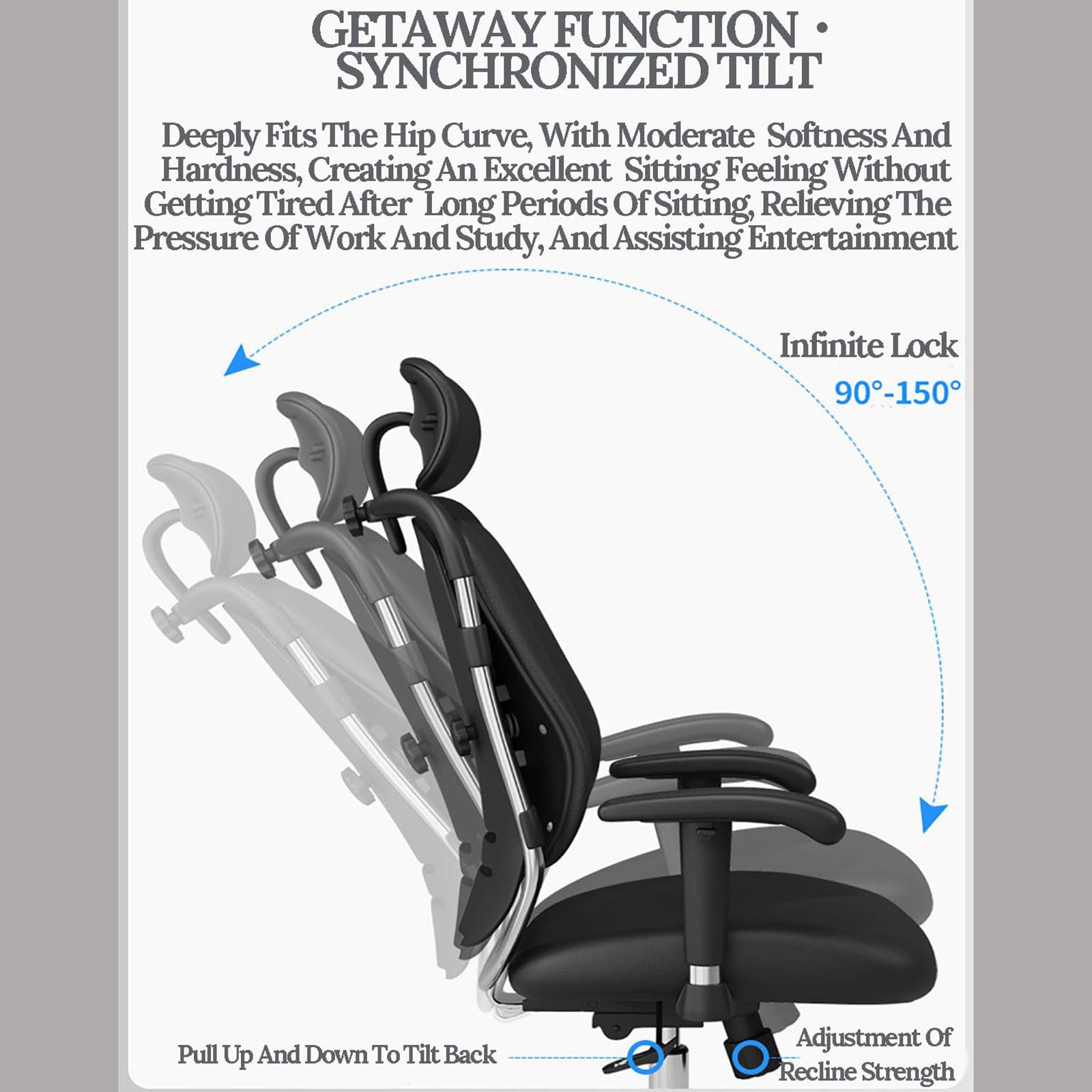 Sedia da ufficio da gioco, ergonomica, con schienale alto, con supporto lombare, reclinabile, per giocare e lavorare, design confortevole per lunghe ore
