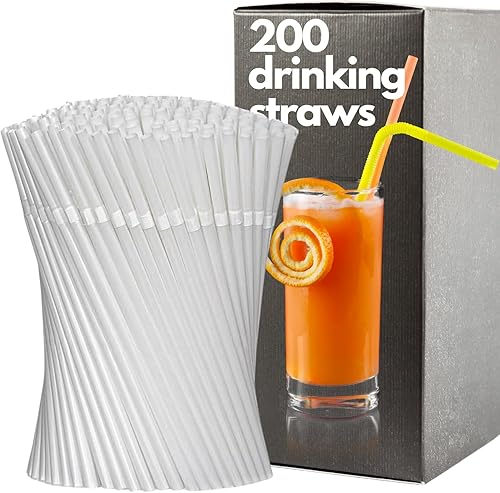 Pajitas de plástico para beber  paquete de 200 desechables reutilizables café batido largo agitador cóctel palos flexibles batido bebida niños