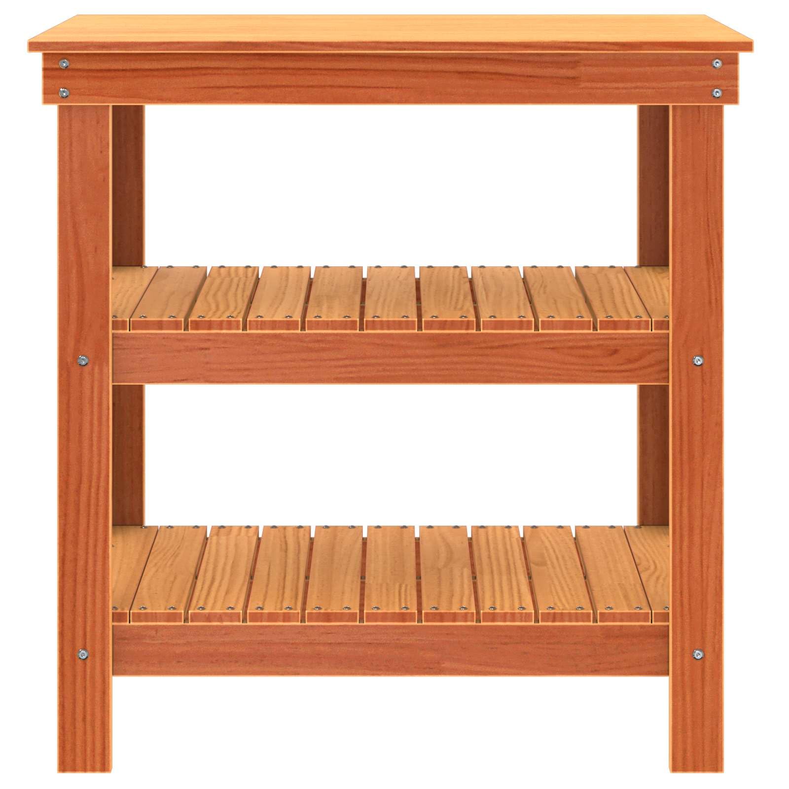 Banco da lavoro marrone cerato in legno di pino massiccio, 78,5 x 50 x 80 cm, con 2 ripiani, tavolo da lavoro ideale per officina, garage, hobby e bricolage, piano di lavoro robusto