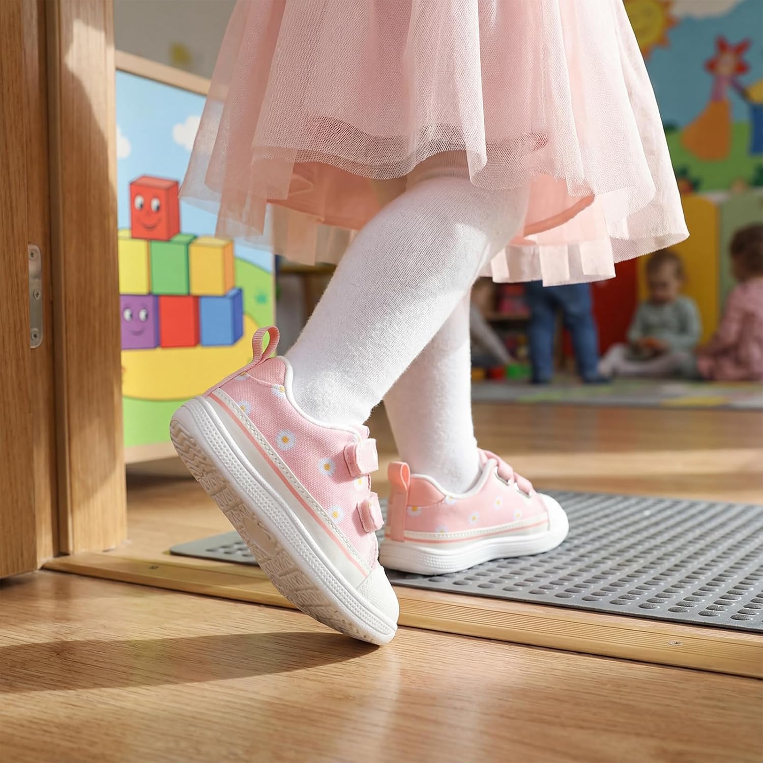 Toddler Boys & Girls Shoes Wide Toe Box Barefoot Kids Canvas Sneakers with Hook-and-Loop - Image 3