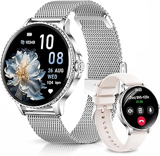 Fitonme Women’s Smart Watch, 1.27 Inch Round Women’s Smartwatch with Calls and Whatsapp Notification, SpO2/Heart Rate Moni…