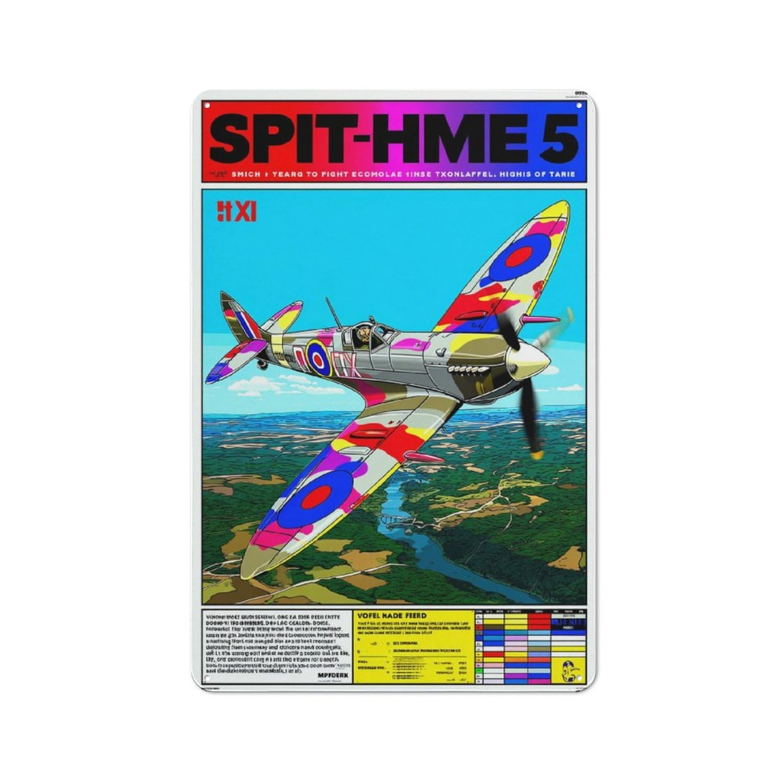 Junmoney Spitfire Homefront 5 Aerial Adventure For Garden Room Or Summerhouse, Retro Tin Sign 30X20cm, For Garage, Workshop And Man Cave Decoration