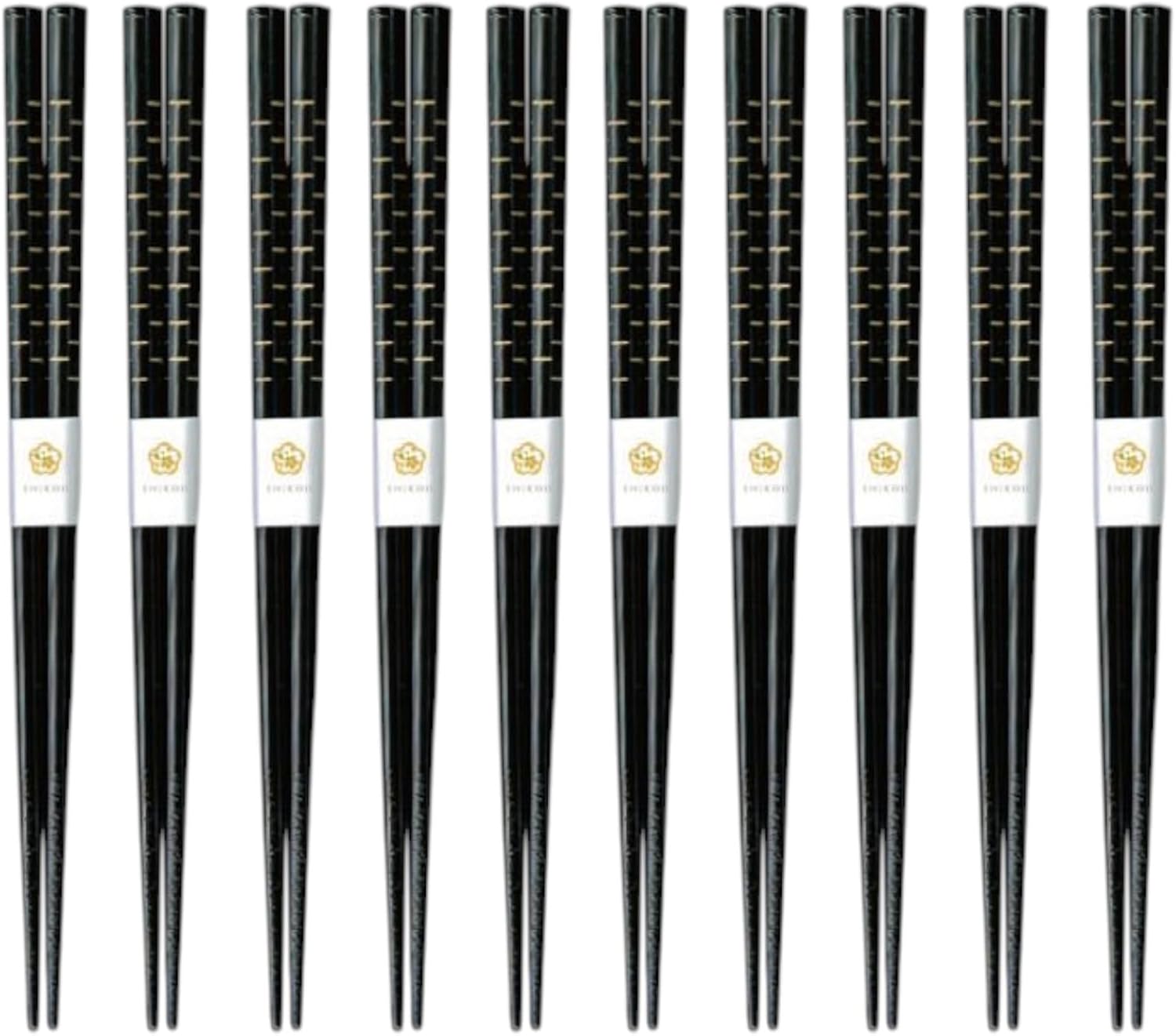 J-kitchens 10 Pair Set of Chopsticks, Lunch, Picnics, Excursions, Sports Events, Guests, Entertaining, Wooden, Hexagon, Black Eyes, 8.3 inches (21.0 cm), Dishwasher Safe, Made in Japan
