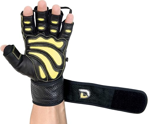 Miniatura 1 de Elite - Guantes de cuero para gimnasio con muñequeras integradas de 2 pulgadas de ancho, agarre y diseño para levantamiento de pesas, levantamiento