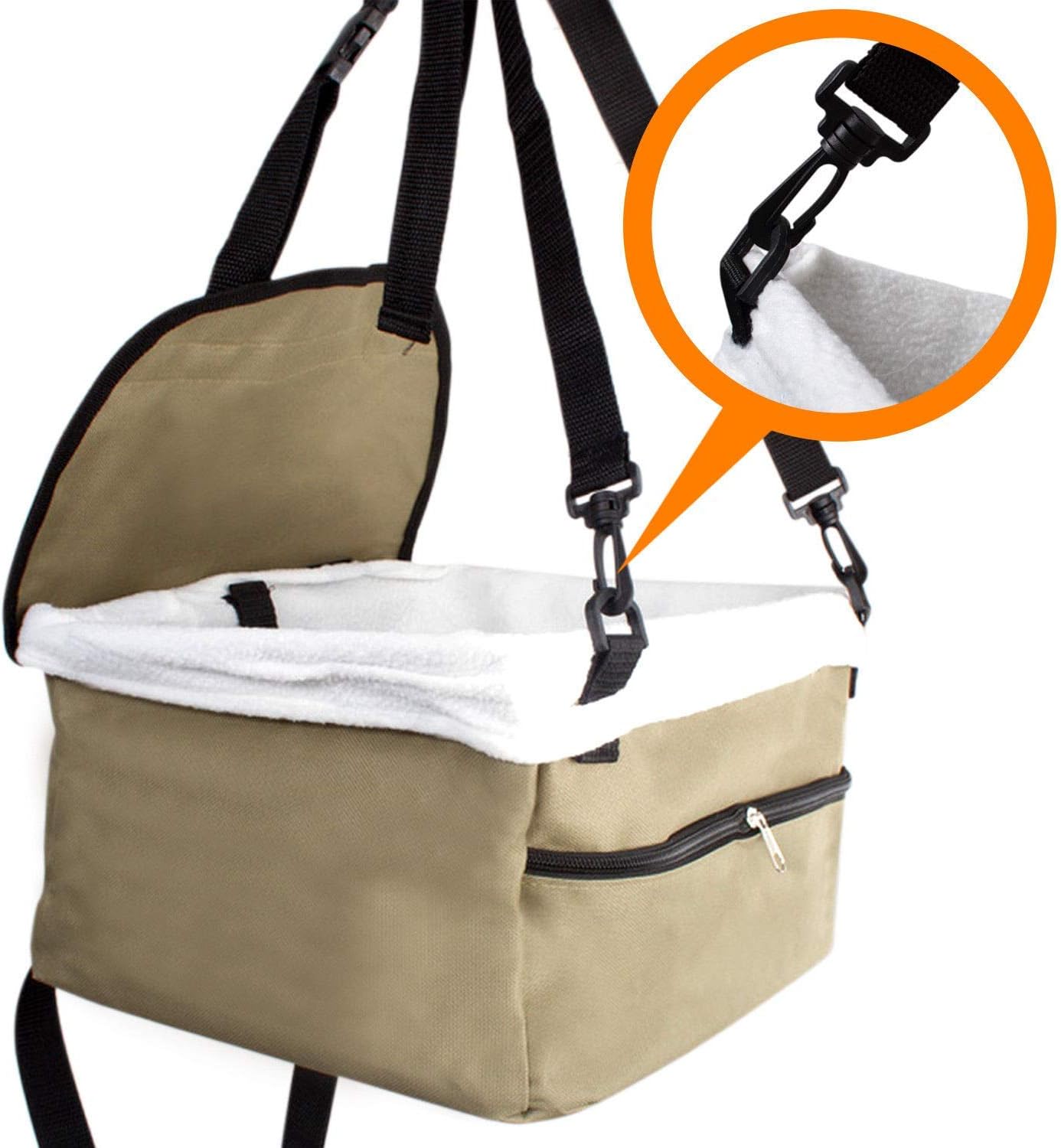 Imperial Home Dog Car Seat, Pet Carrier for Dogs, Puppy, Cat, Booster Seat with Safety Leash and Storage Pocket for Accessories, Portable, Soft Travel Bed for Small to Medium Sized Pets