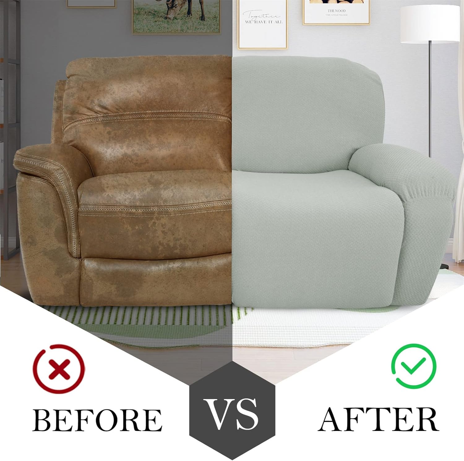 Recliner Sofa Slipcover Stretch - Furniture Protector Covers for 1 2 3 Seater Couch - Armchair Slipcover for Reclining Chairs