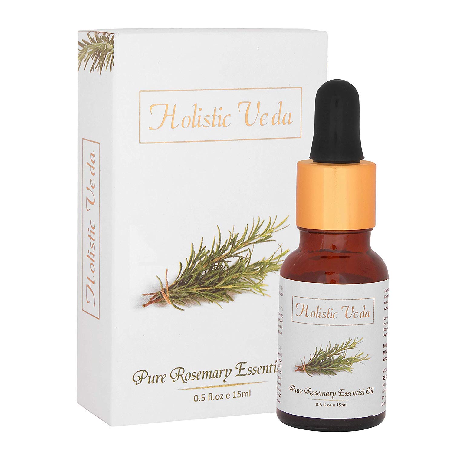 HOLISTIC VEDAPure Rosemary Essential Oil 100% natural and pure (15 ml)