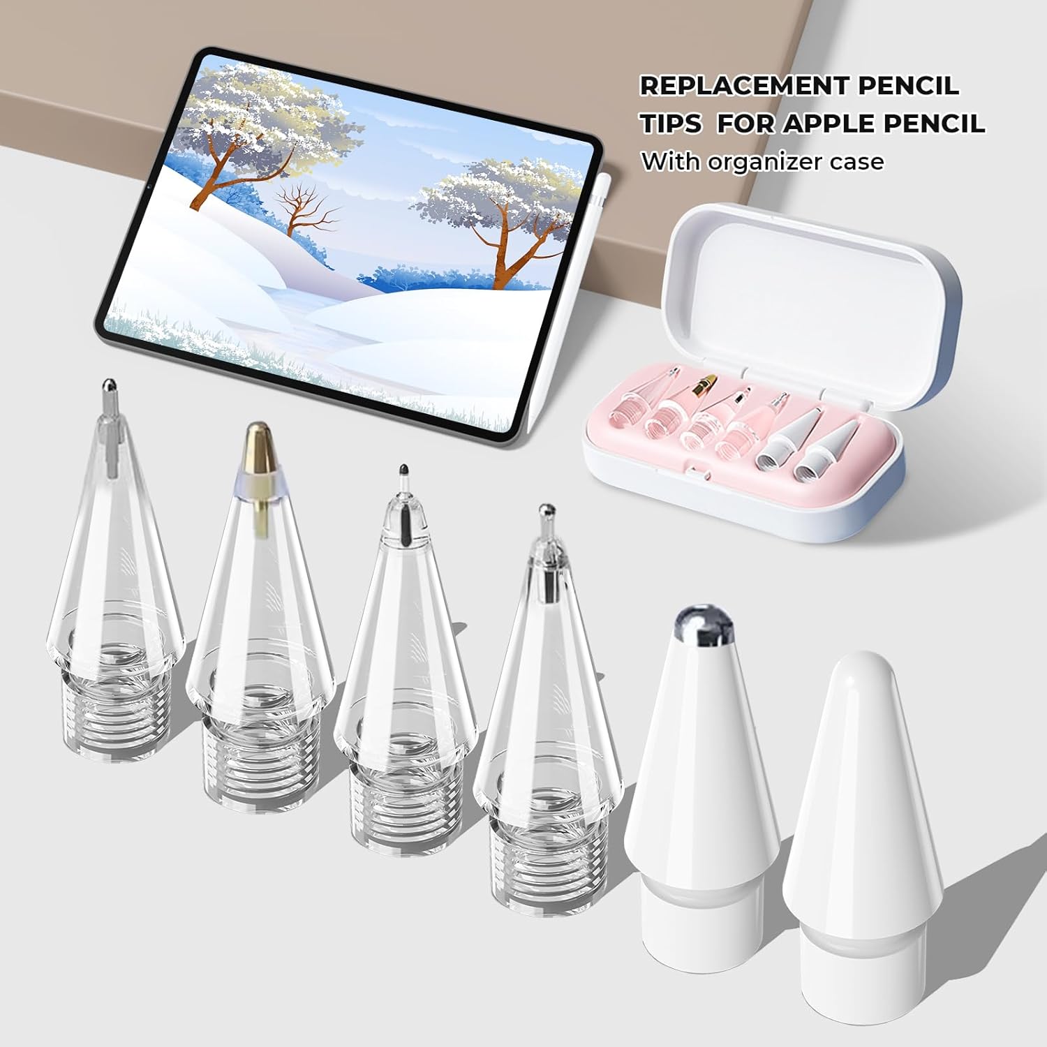 6 in 1 Upgraded Pencil Tips for Apple Pencil Pro, Replacement Pencil Tips Case for Apple Pencil USB-C/ 2nd/Gen 1st, IPad Pen Tips with Storage Box, iPad Pencil Pro Accessories for Apple Pen (Pink) thumbnail