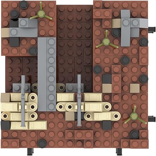 Miniatura 5 de WW2 Battlefield - Juego de bloques militares de esquina izquierda (200 unidades). Adecuado para creación secundaria militar MOC.