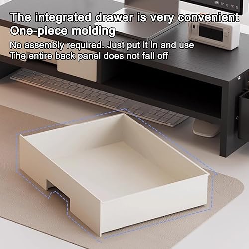 Miniatura 4 de Stand Riser - Ergonomic Double Drawer Desk Organizer for Monitors, Sturdy Computer Stand with Storage Space, Desktop Accessory for Family Home