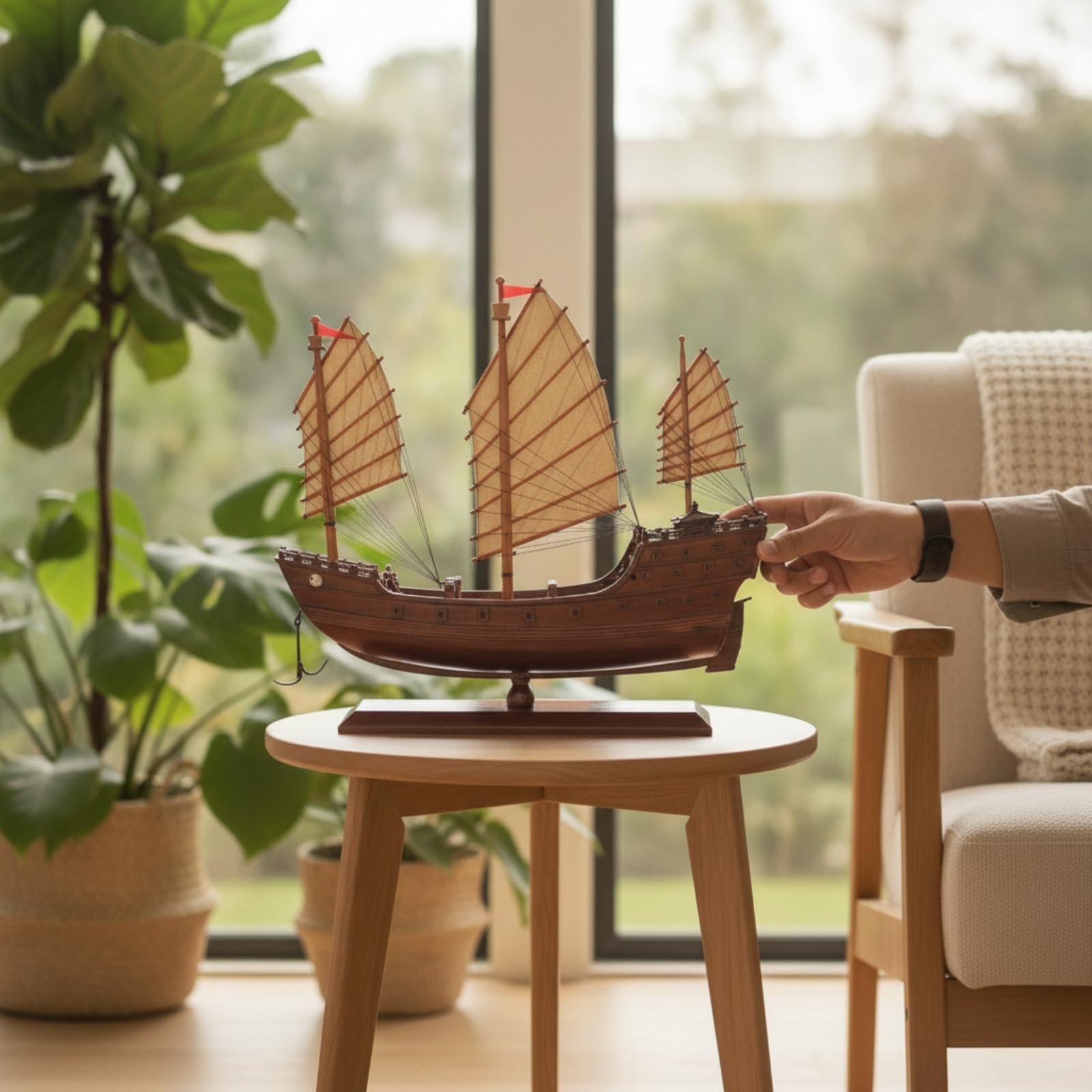 Klassisch Segelschiffmodell mit Standfuß, 35CM Model B