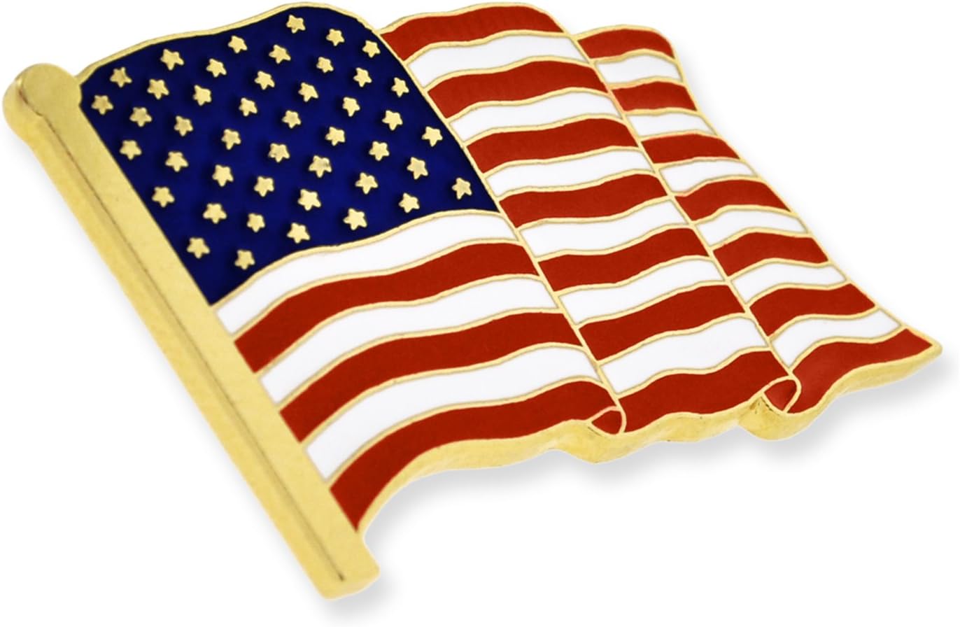 PinMart's Officially Licensed Made In the USA Navy and American Flag Bundle - Waving American Flag and United States Navy Lapel Pin image 2